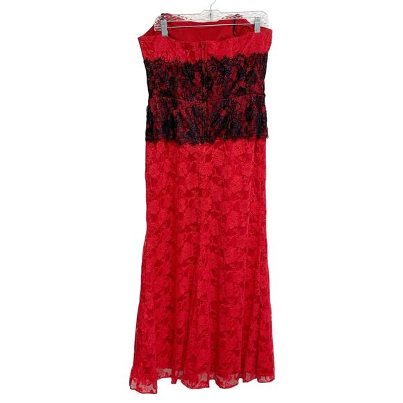 Vintage Fiesta Womens Size XL Red Black Lace Strapless Dress - Picture 7 of 7